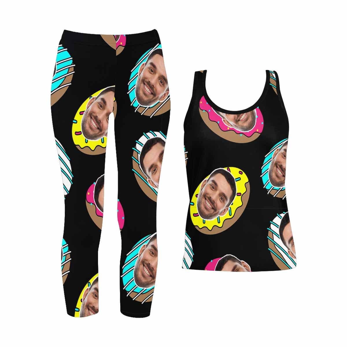 Custom Custom Face Donuts Women's Yoga Racerback Tank&Leggings Set - YesCustom