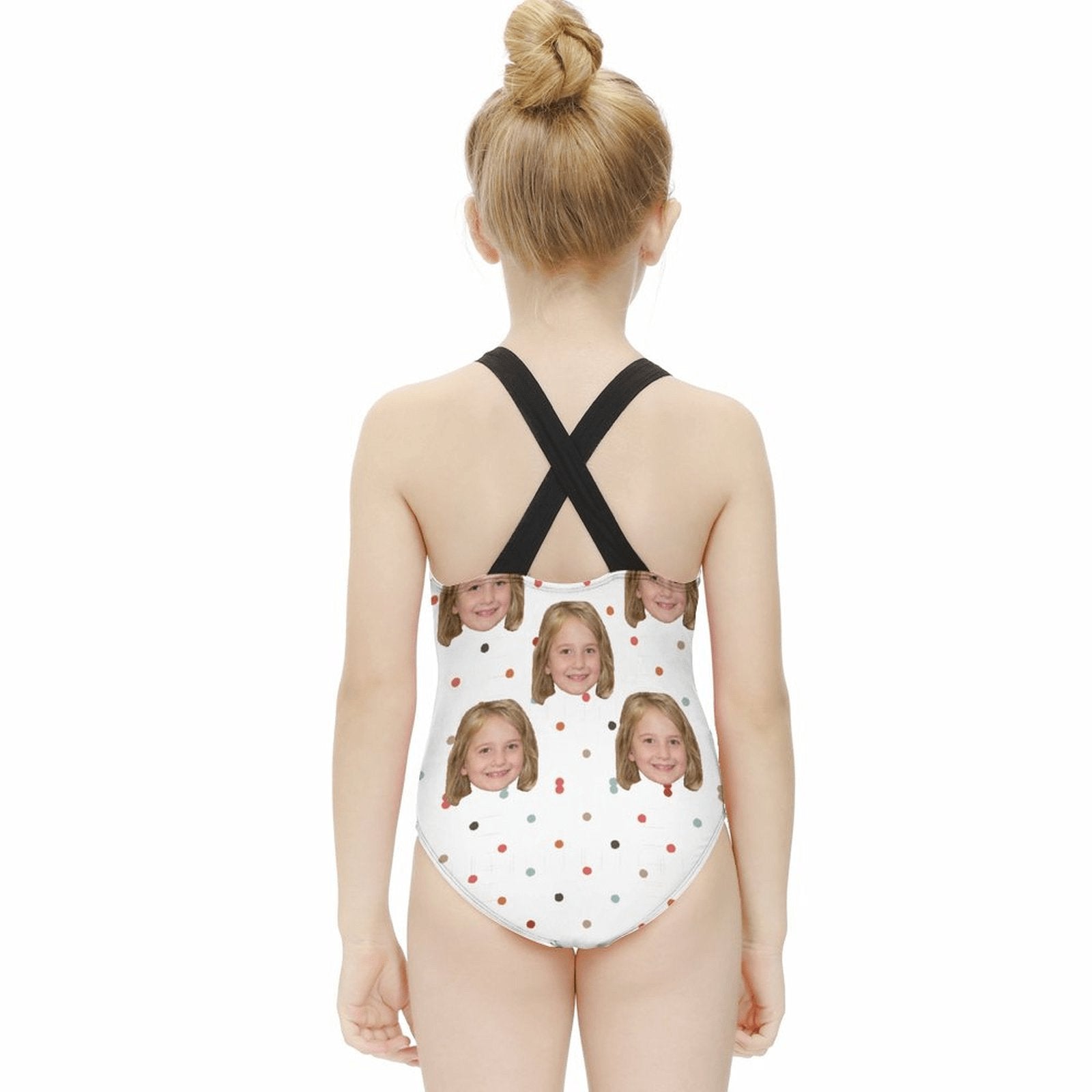 Custom Custom Face Dots White Kid's Swimsuit - YesCustom