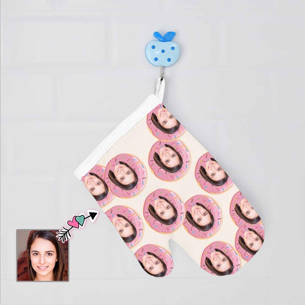 Custom Custom Face Doughnut Pink Heat Resistant Oven Mitt(A Pair) - YesCustom