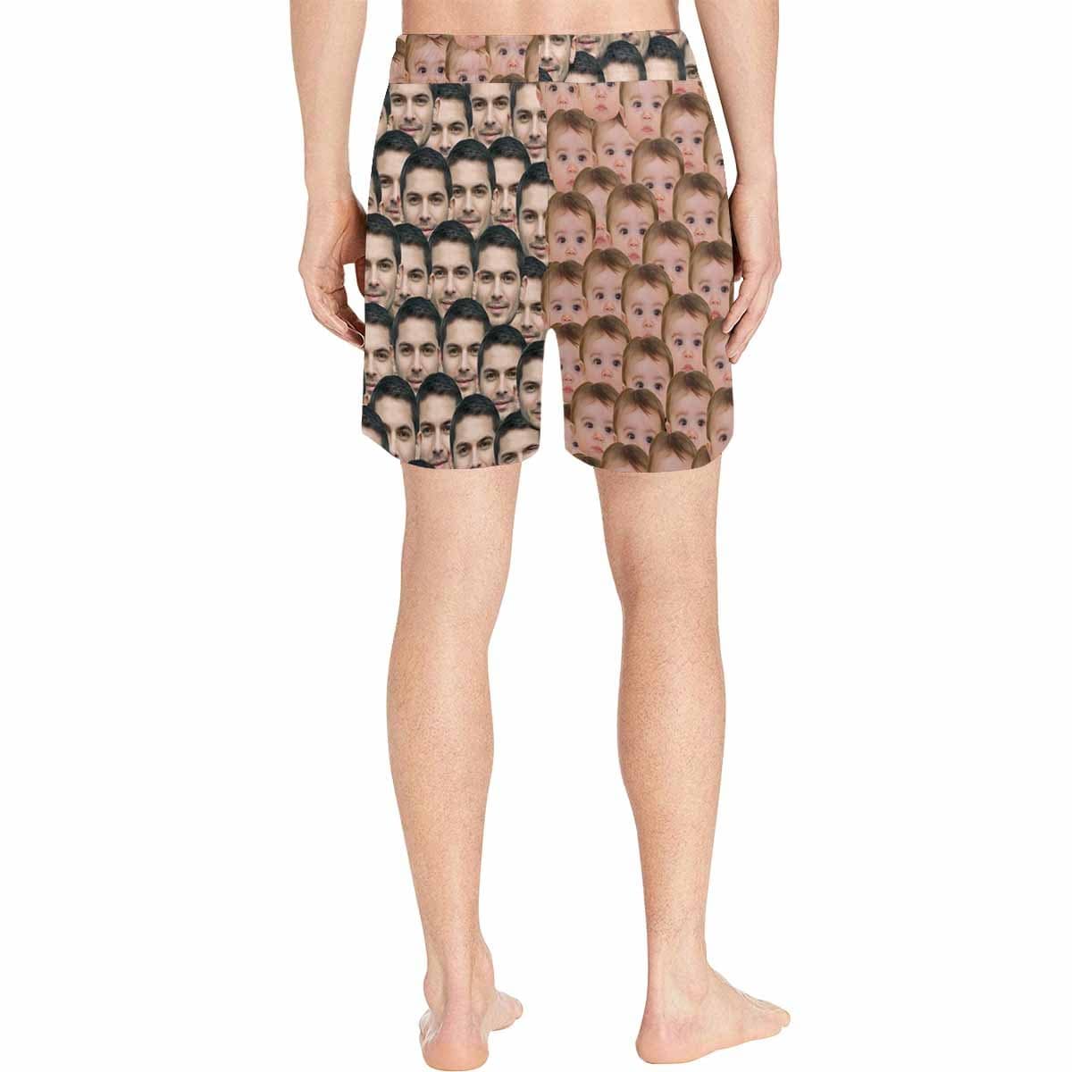 Custom Custom Face Drawstring Swim Trunk Print Face Seamless Father & Baby Men's Quick Dry Swim Shorts Gift for Father's Day - YesCustom