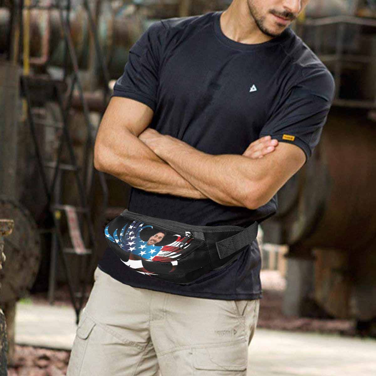 Custom Custom Face Eagle Flag Waist Bag - YesCustom