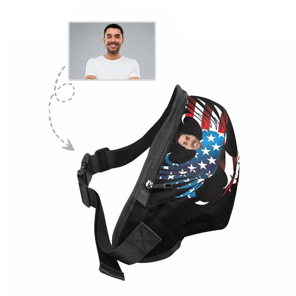 Custom Custom Face Eagle Flag Waist Bag - YesCustom