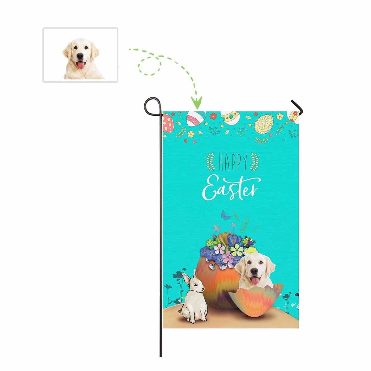 Custom Custom Face Easter Eggs Flower Garden Flag - YesCustom