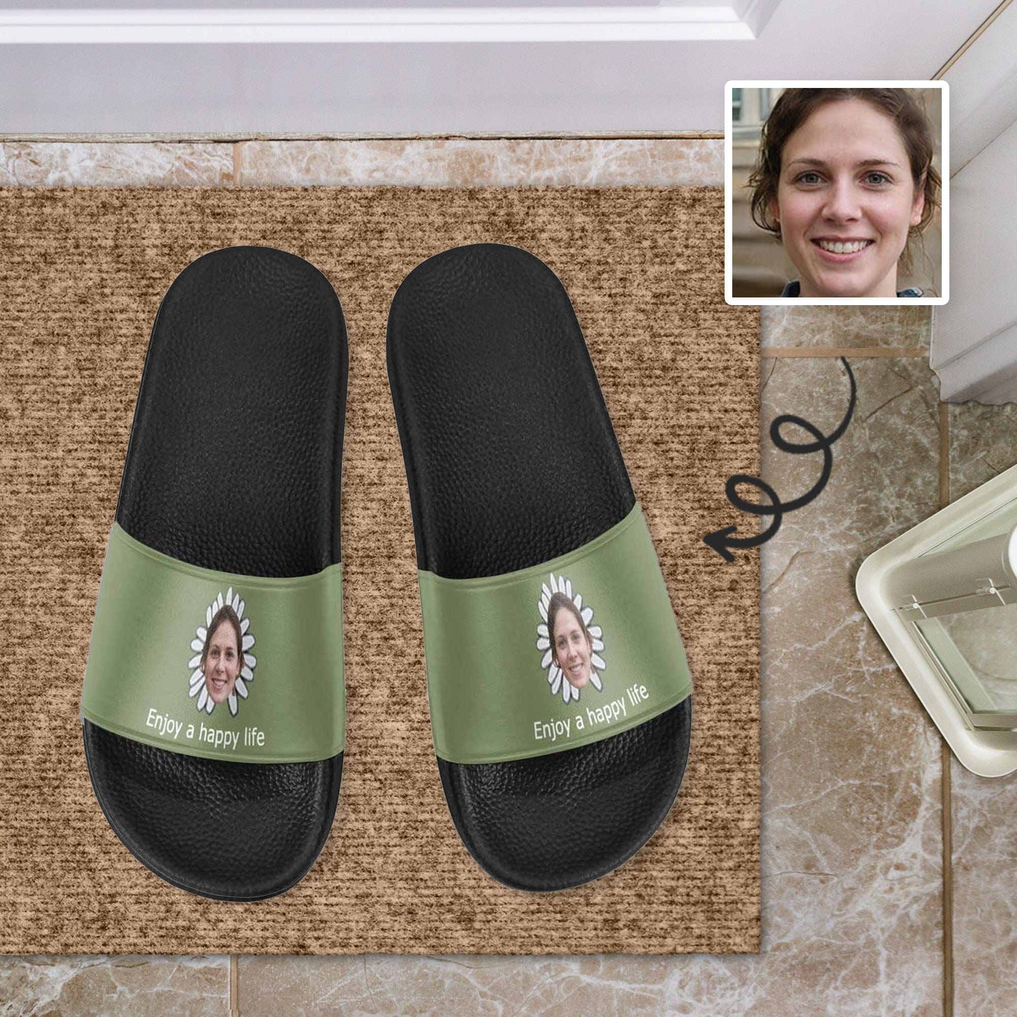 Custom Custom Face Enjoy A Happy Life Men's Slide Sandals - YesCustom