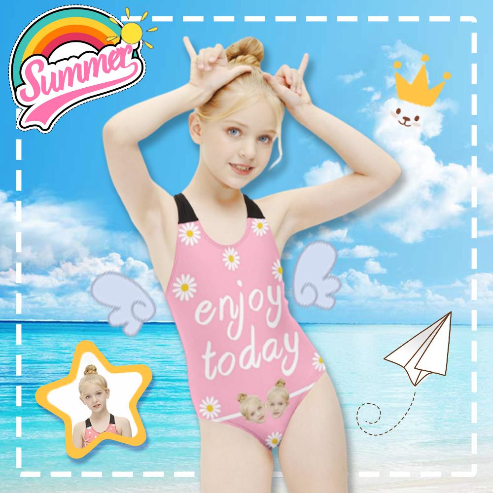 Custom Custom Face Enjoy Today Kid's Swimsuit - YesCustom