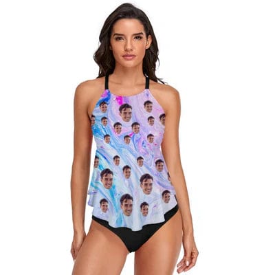 Custom Custom Face Fantasy Gradient Pattern Tankini For Women 2 Pieces Swimsuit - YesCustom