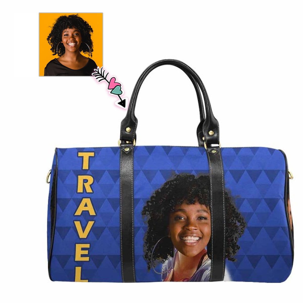 Custom Custom Face Fashion Blue Travel Bag - YesCustom