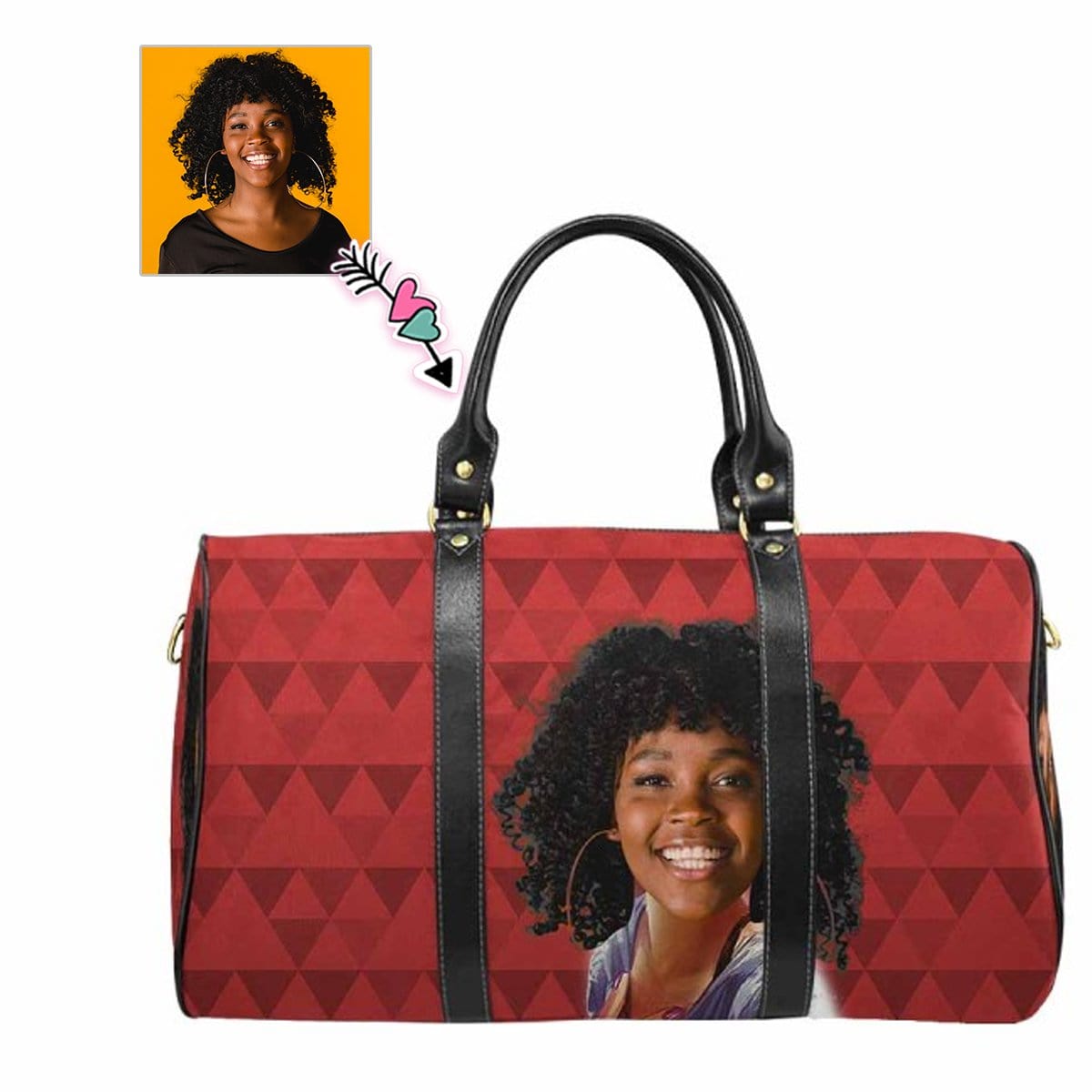 Custom Custom Face Fashion Red Travel Bag - YesCustom