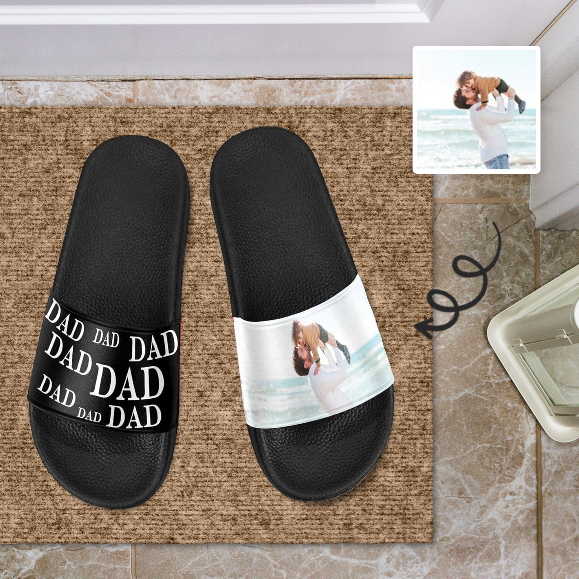 Custom Custom Face Father's Day Slide Sandals For Holiday Gifts - YesCustom