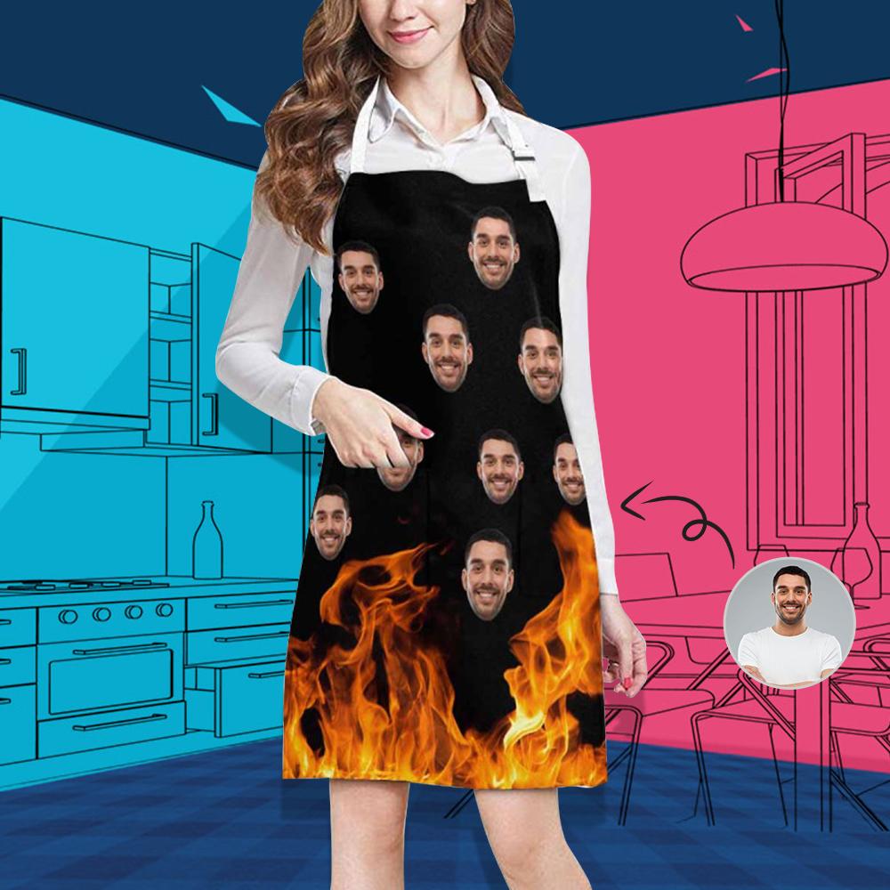 Custom Custom Face Fire All Over Print Adjustable Apron - YesCustom