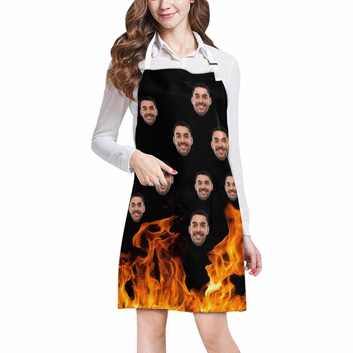 Custom Custom Face Fire All Over Print Adjustable Apron - YesCustom
