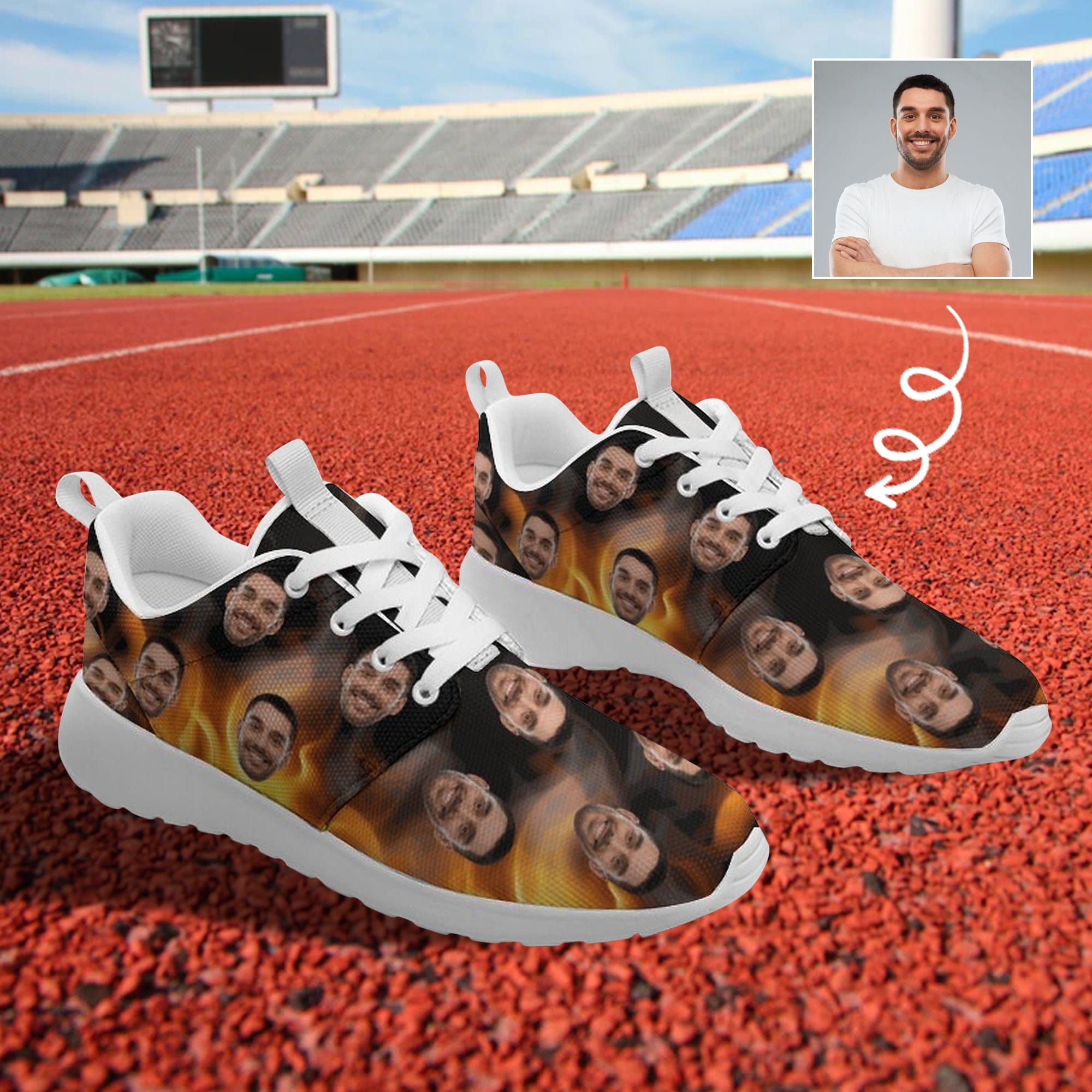 Custom Custom Face Fire Breathable Lightweight Sports Shoes Sneakers - YesCustom
