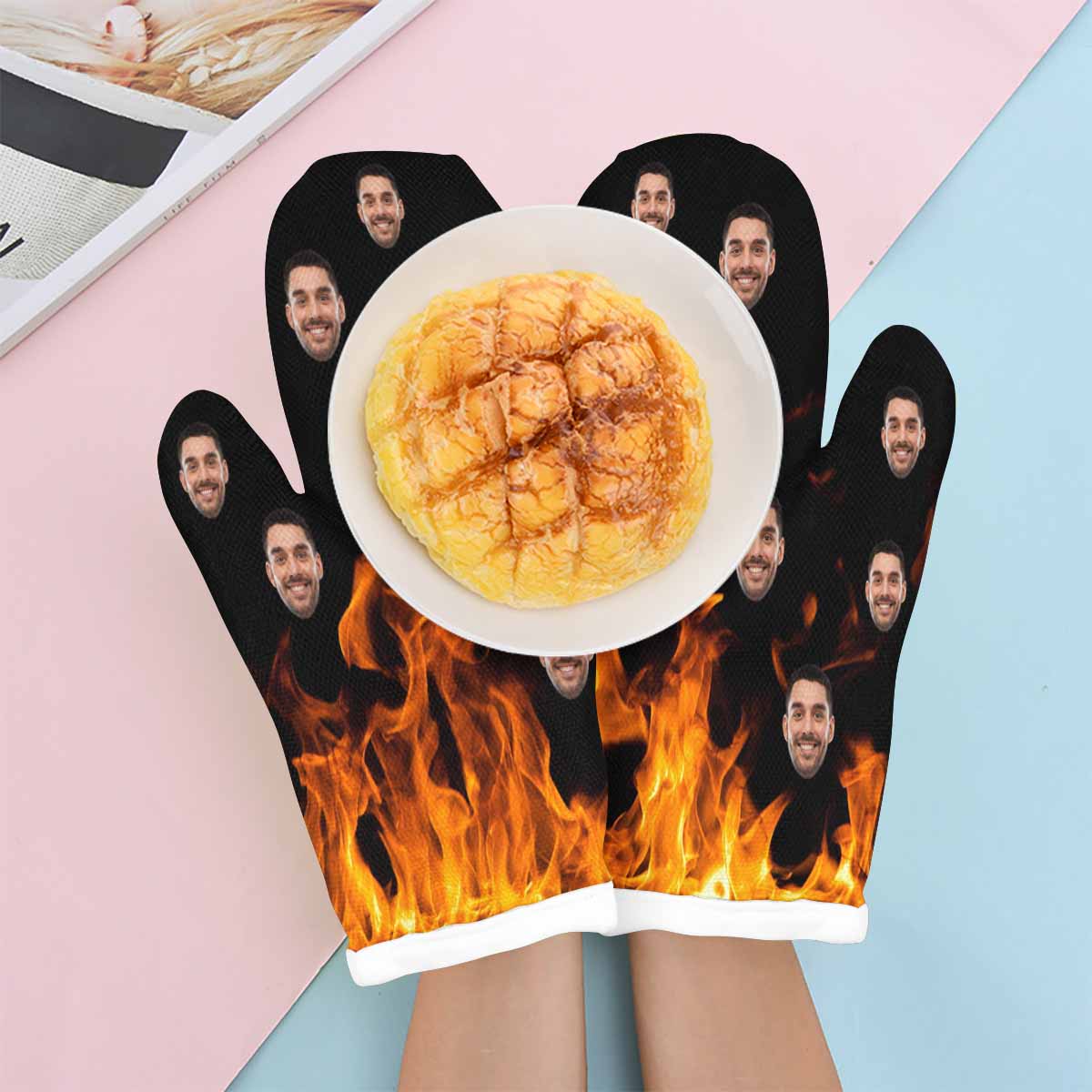 Custom Custom Face Fire Heat Resistant Oven Mitt(A Pair) - YesCustom