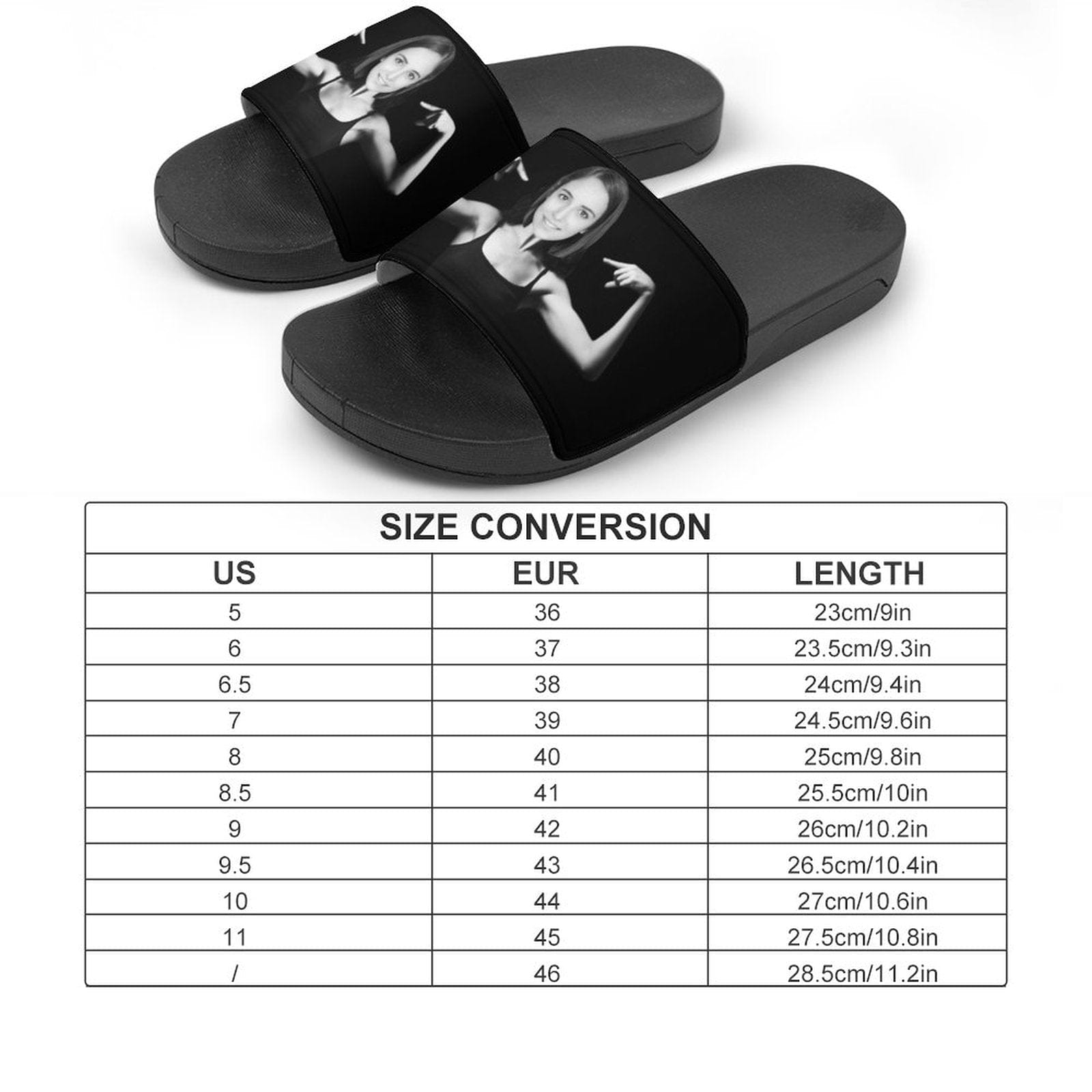Custom Custom Face Fitness Black Unisex Slide Sandals For Holiday Gifts - YesCustom