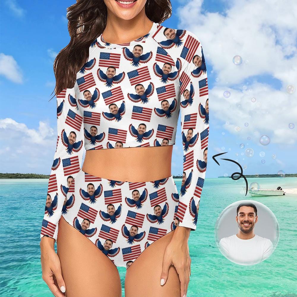 Custom Custom Face Flag Bird Bikini Swimsuit - YesCustom