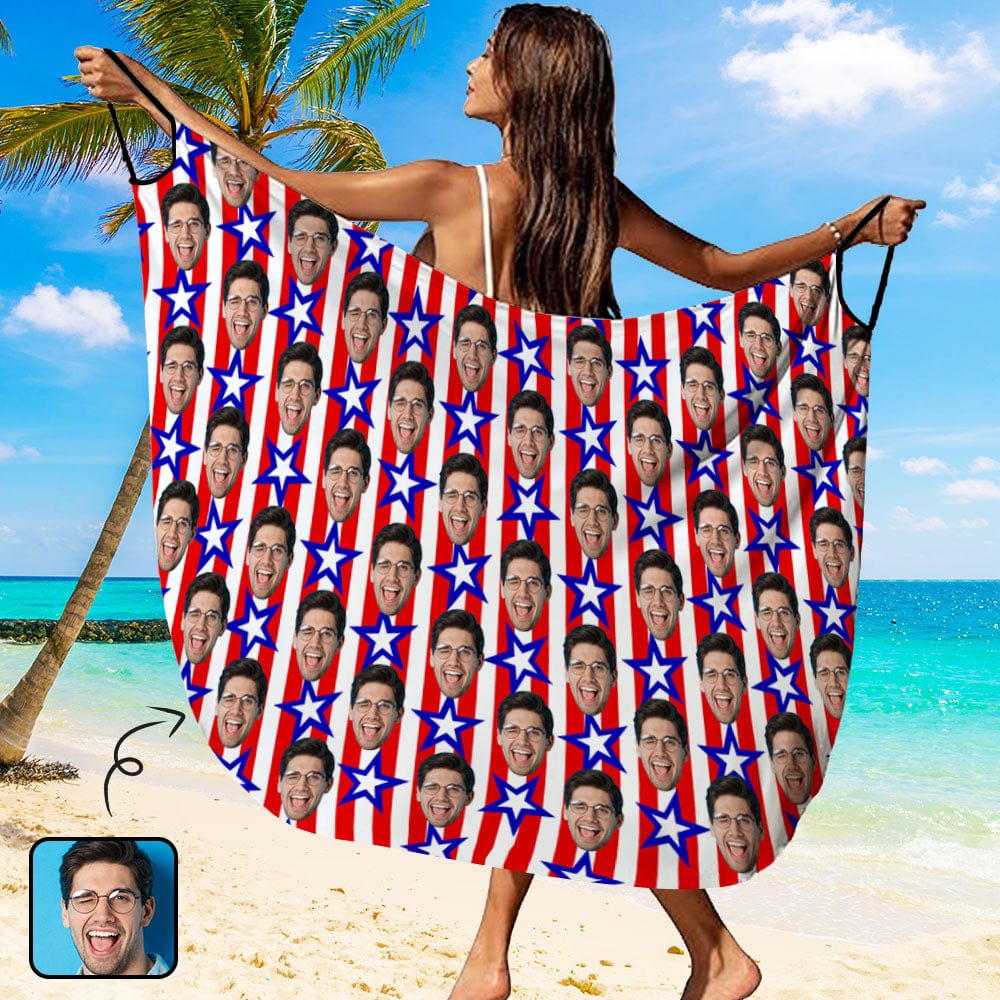 Custom Custom Face Flag Independence Day Strap Backless Beach Dress Personalized Women's Cover up Beach Dress - YesCustom