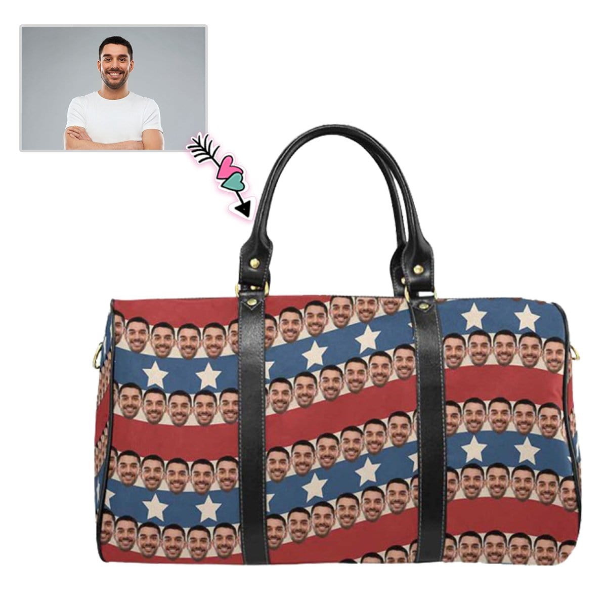 Custom Custom Face Flag Pentagram Travel Bag - YesCustom