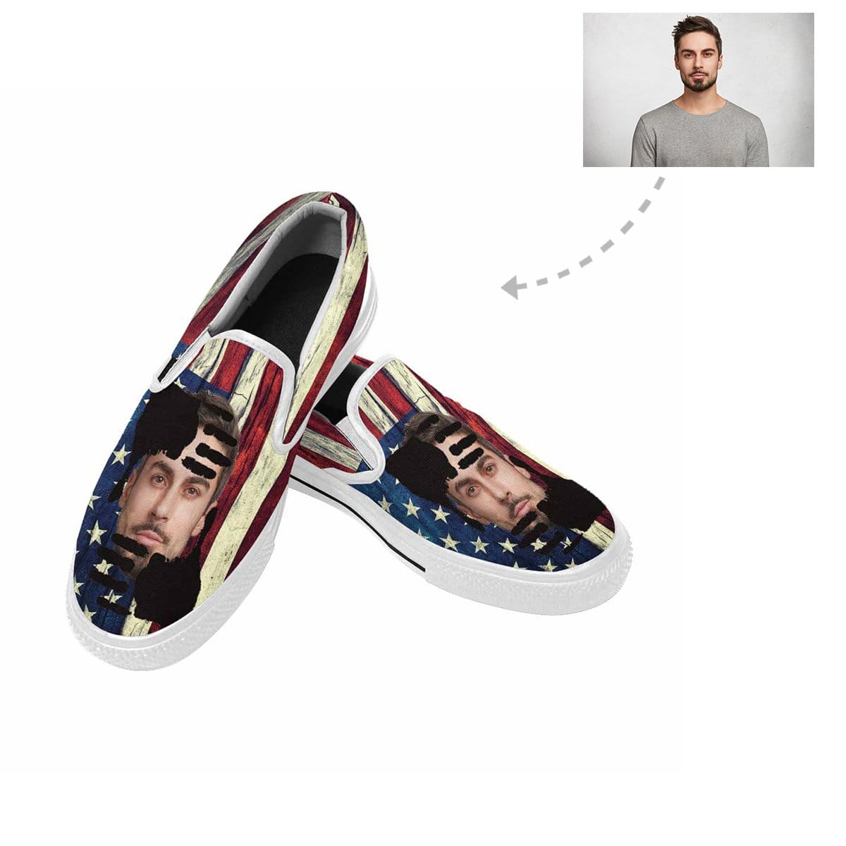 Custom Custom Face Flag Slip-on Canvas Shoes - YesCustom