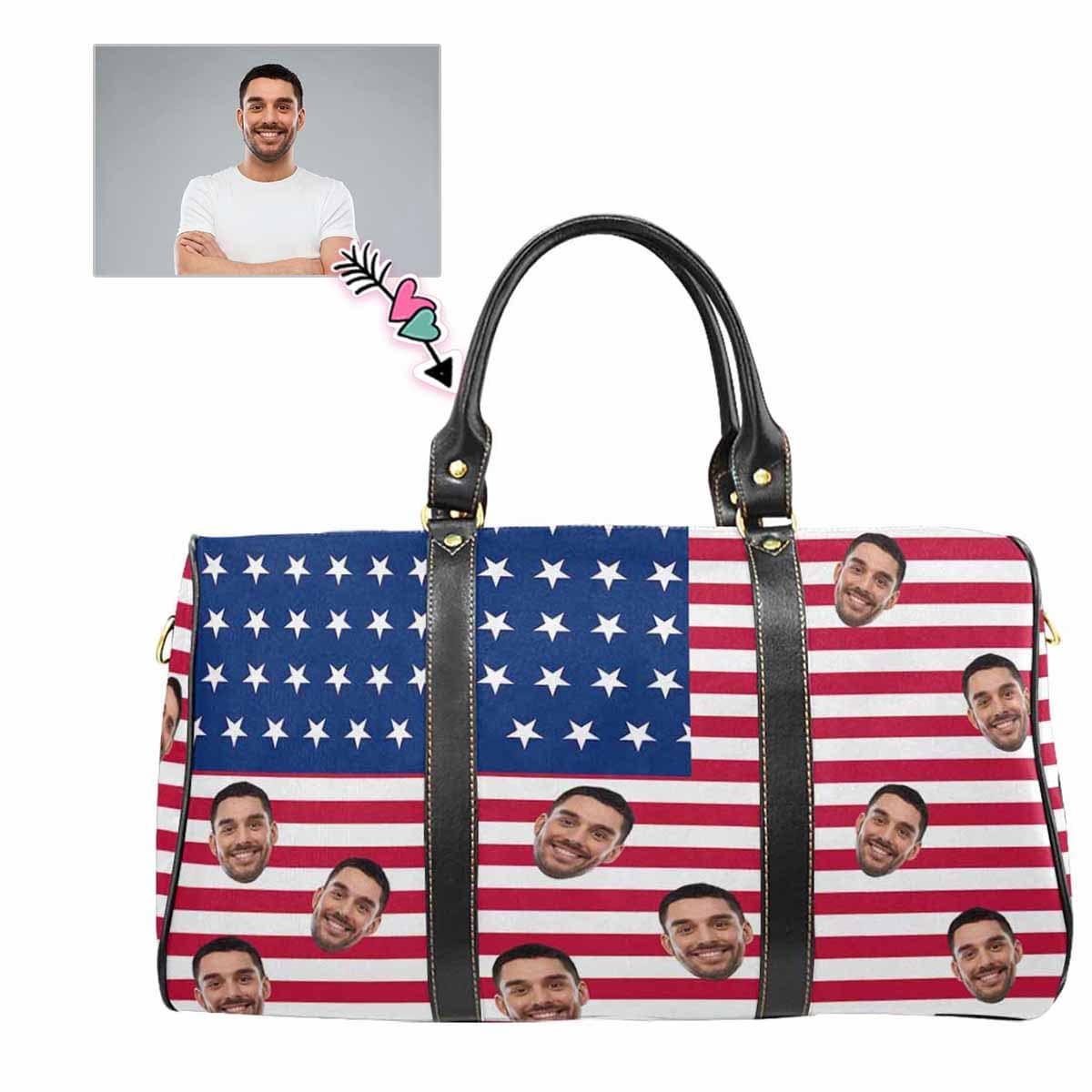 Custom Custom Face Flag Travel Bag - YesCustom