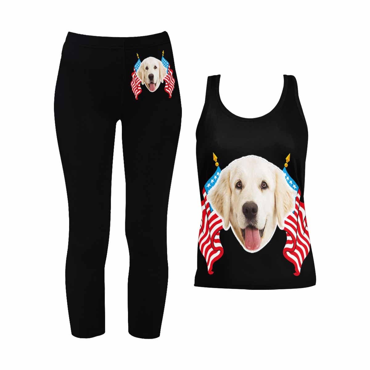 Custom Custom Face Flag Women's 2 Piece Stretchy Racerback Tank & Legging Set - YesCustom