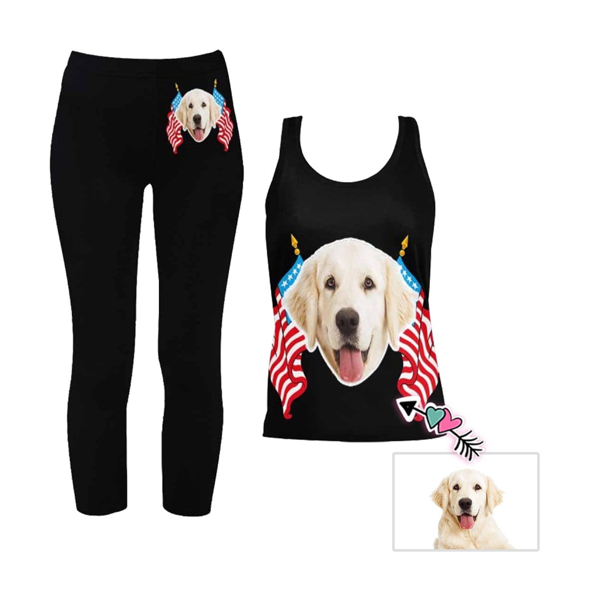 Custom Custom Face Flag Women's 2 Piece Stretchy Racerback Tank & Legging Set - YesCustom