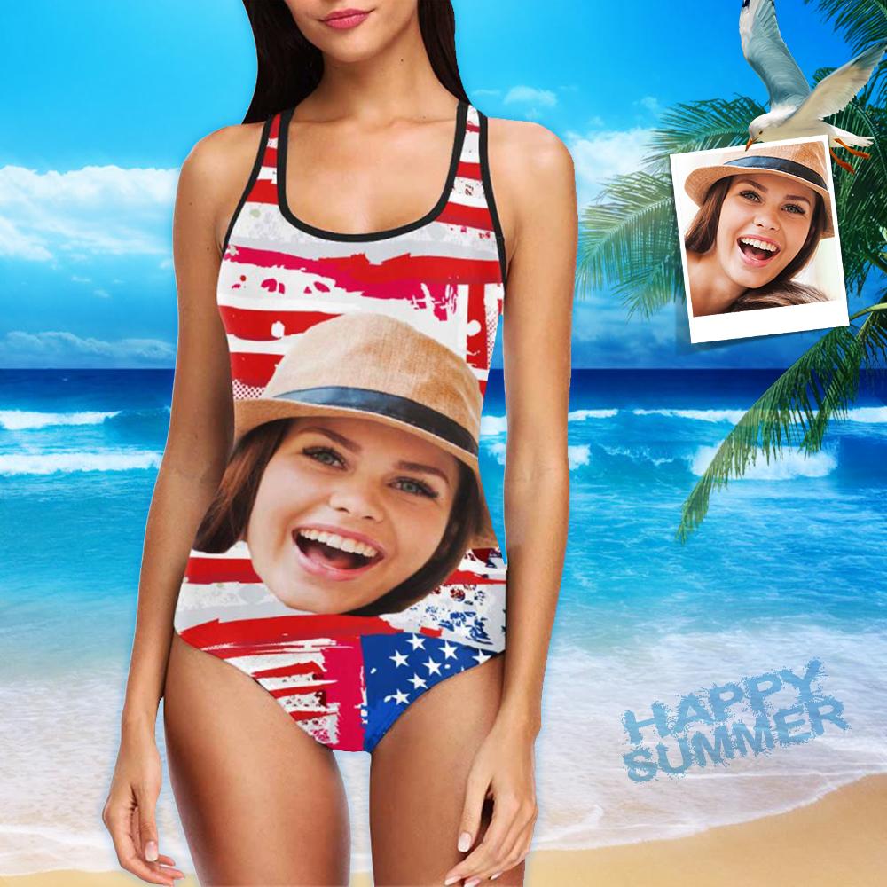 Custom Custom Face Flag Women's One Piece Swimsuit - YesCustom
