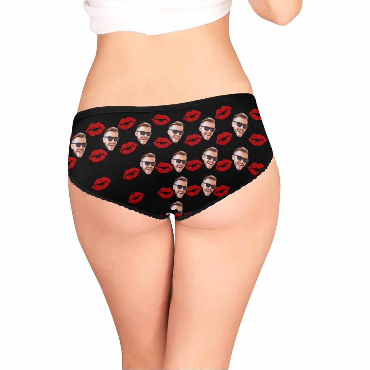 Custom Custom Face Flaming Lips Underwear Personalized Women's High-cut Briefs Honeymoon Gift - YesCustom