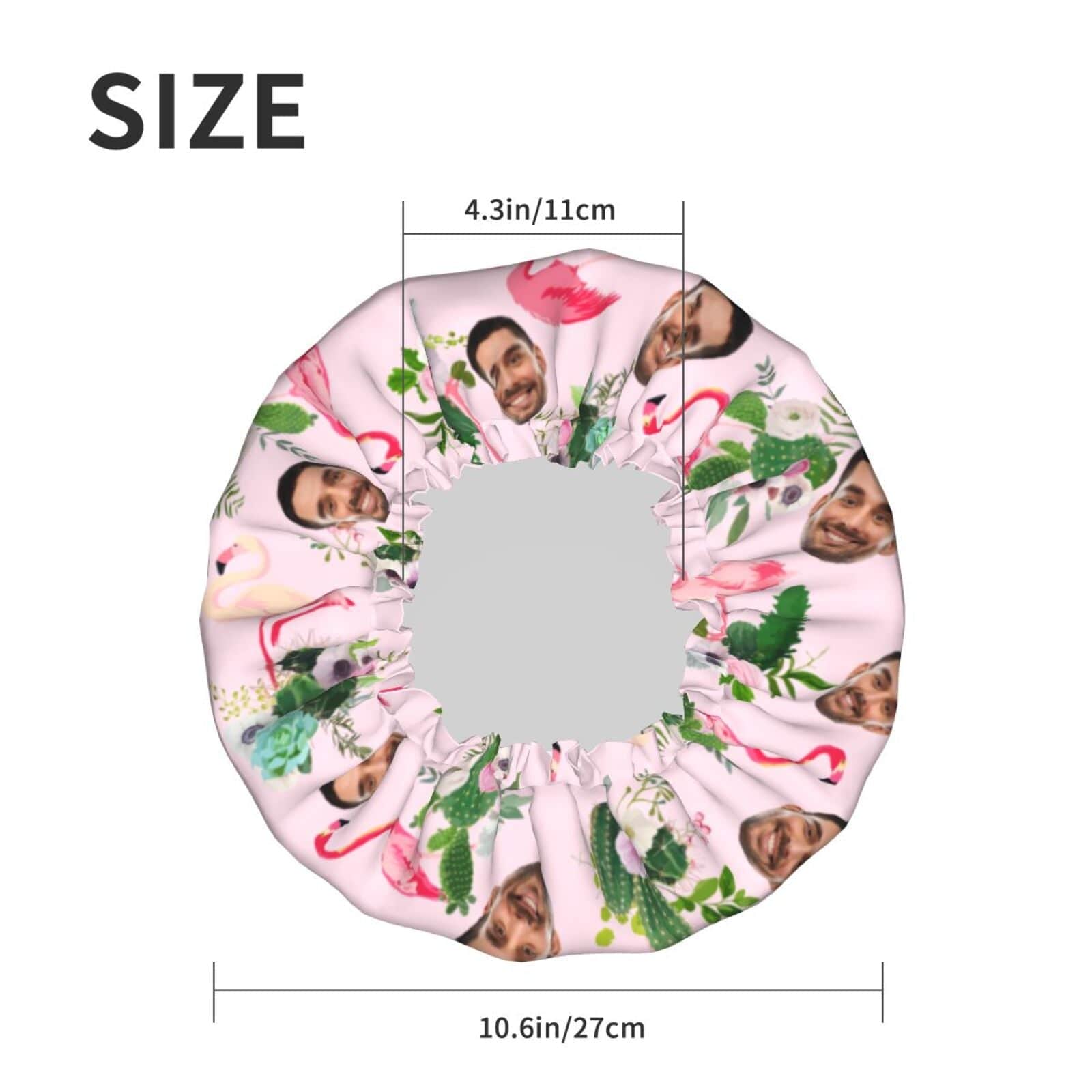 Custom Custom Face Flamingo Double Layer Waterproof Women's Shower Cap - YesCustom