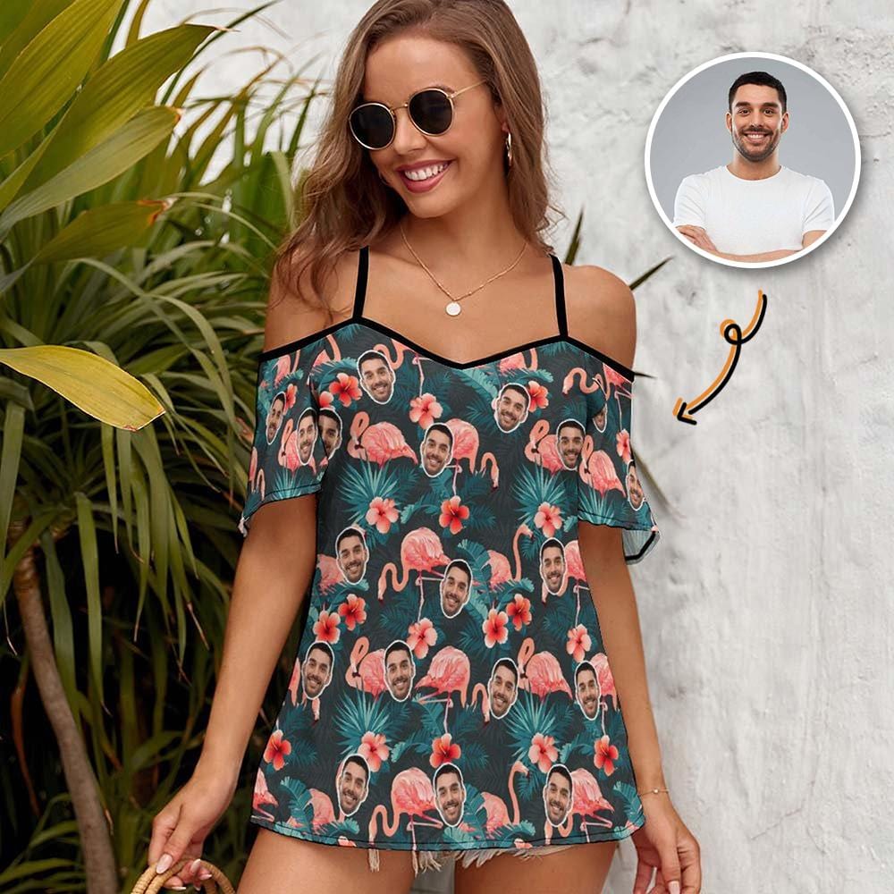 Custom Custom Face Flamingo Women's Suspender Top - YesCustom