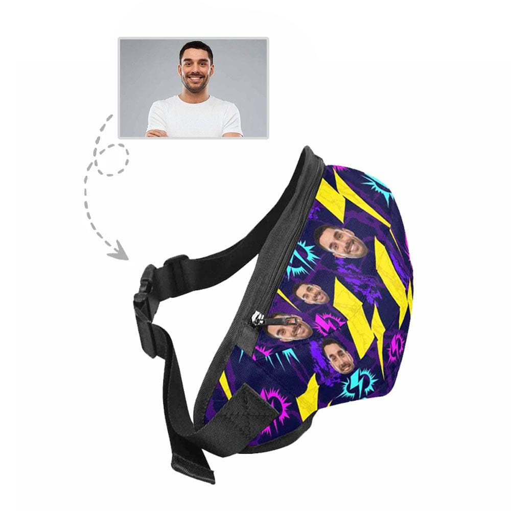 Custom Custom Face Flash Black Waist Bag - YesCustom