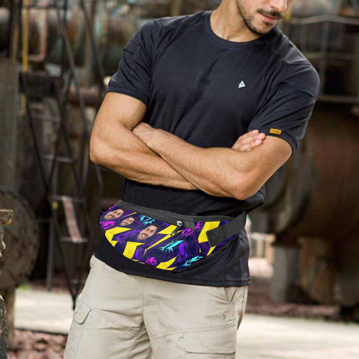 Custom Custom Face Flash Black Waist Bag - YesCustom
