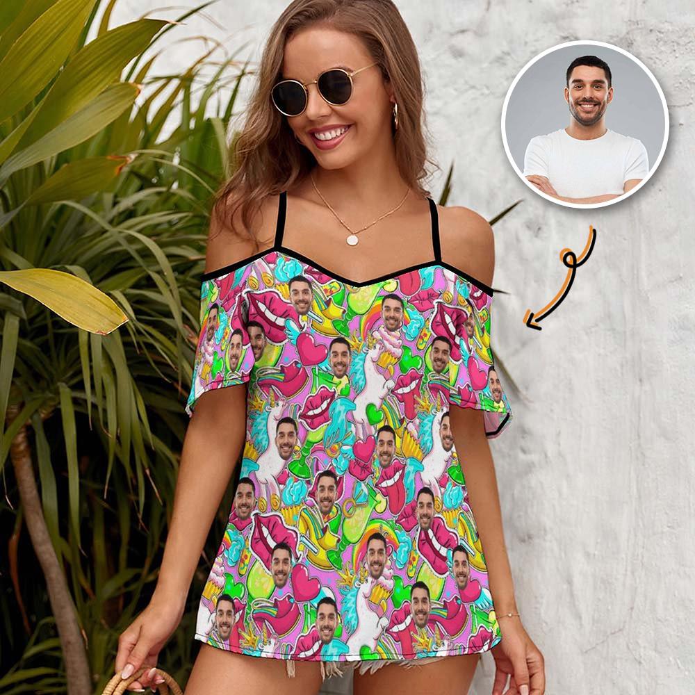 Custom Custom Face Floral Style Women's Suspender Top - YesCustom