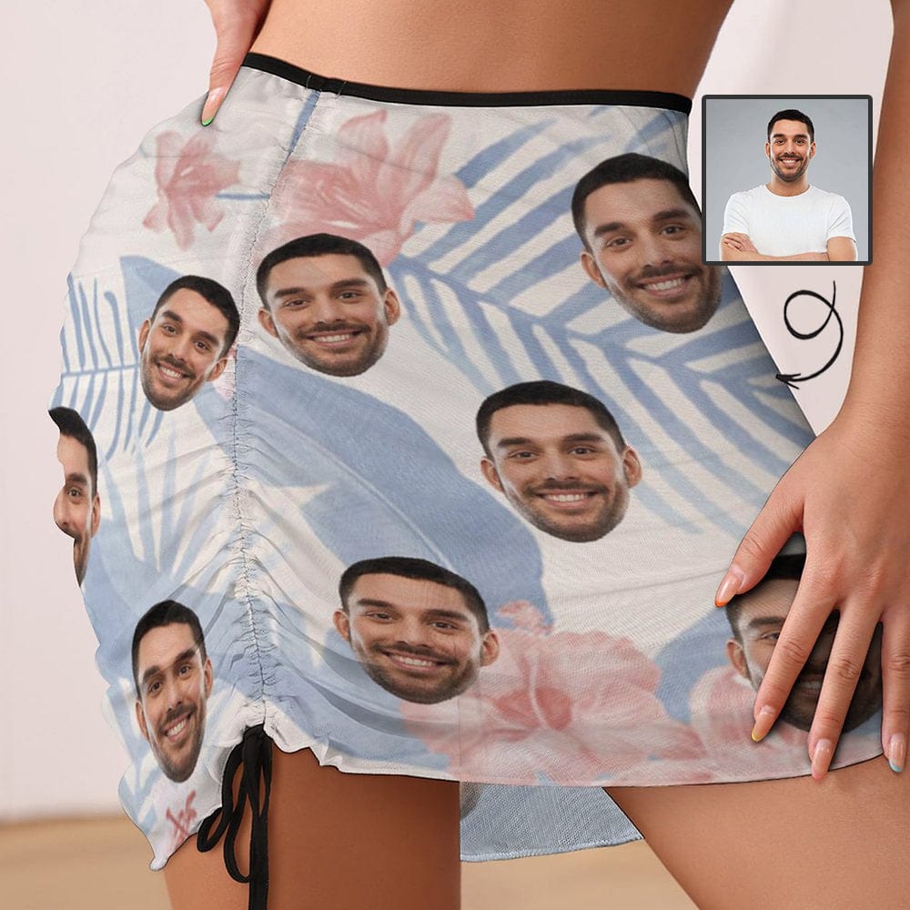 Custom Custom Face Flower Beach Skirt Women's Short Dress Swimsuit Bottom Personalized Women's Swim Dress Beach Outfit Short Skirt - YesCustom