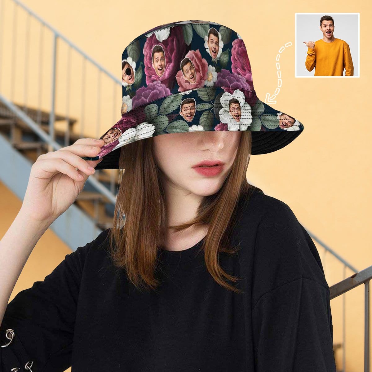 Custom Custom Face Flower Bush Unisex Bucket Boonie Hat - YesCustom