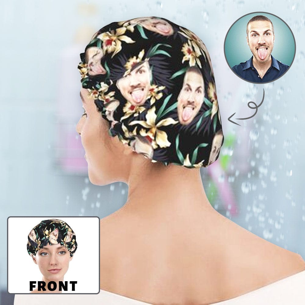 Custom Custom Face Flower Double Layer Waterproof Hat Women's Shower Cap - YesCustom