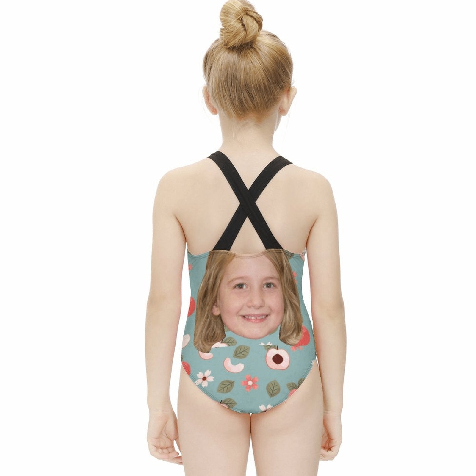 Custom Custom Face Flowers And Fruits Kid's Swimsuit - YesCustom