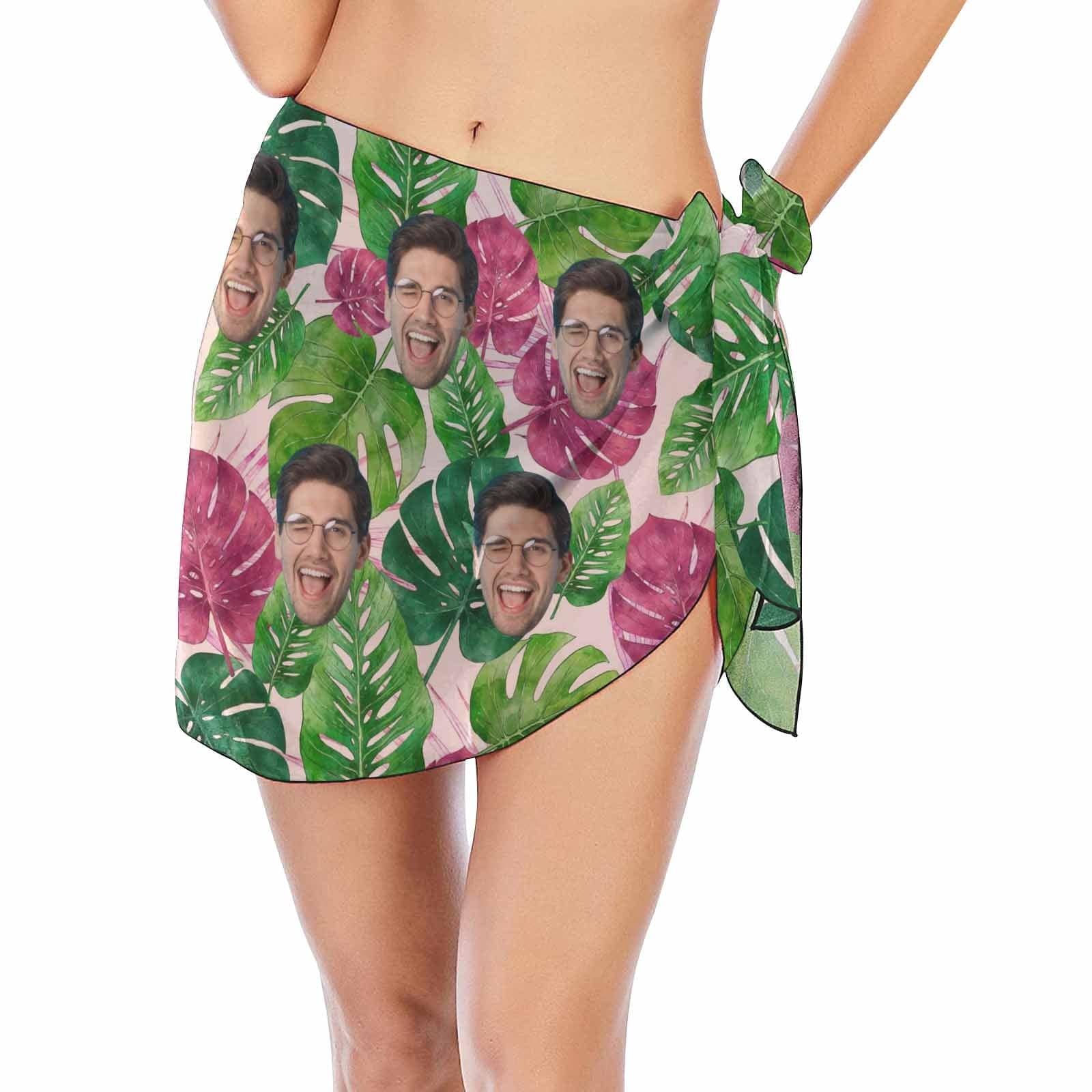 Custom Custom Face Flowers Bikini Cover Up Men's Swim Shorts Personalised Short Sarongs Beach Wrap Couple Swimwear - YesCustom