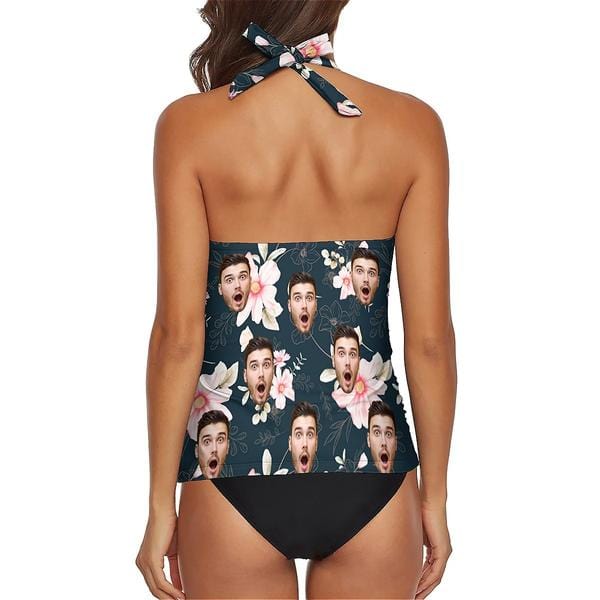 Custom Custom Face Flowers Bloom Tankini Two-Piece Swimsuit - YesCustom