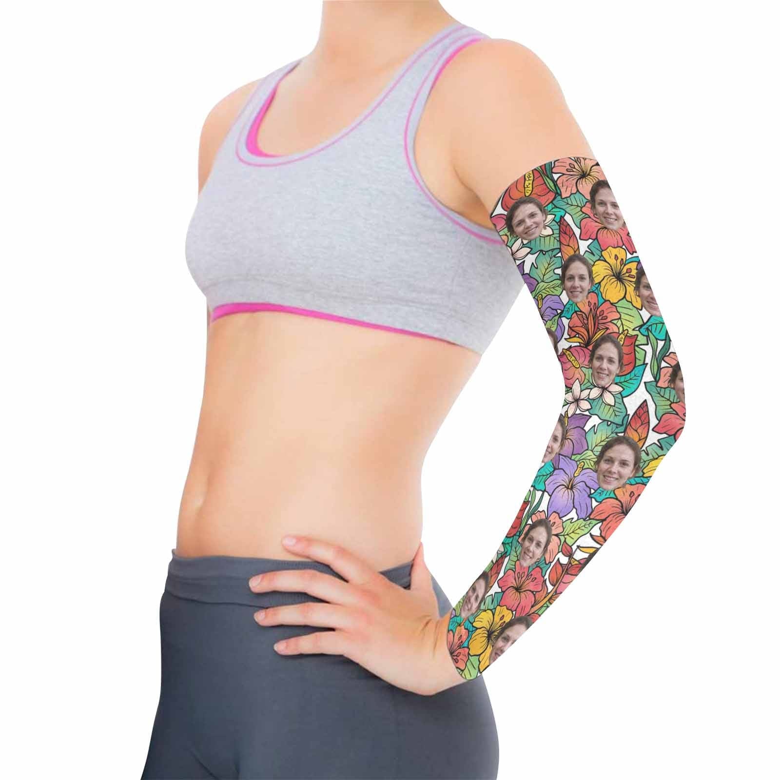 Custom Custom Face Flowers Ice Silk Sun Protection UV Arm Cover Sleeve Arm Sleeves - YesCustom