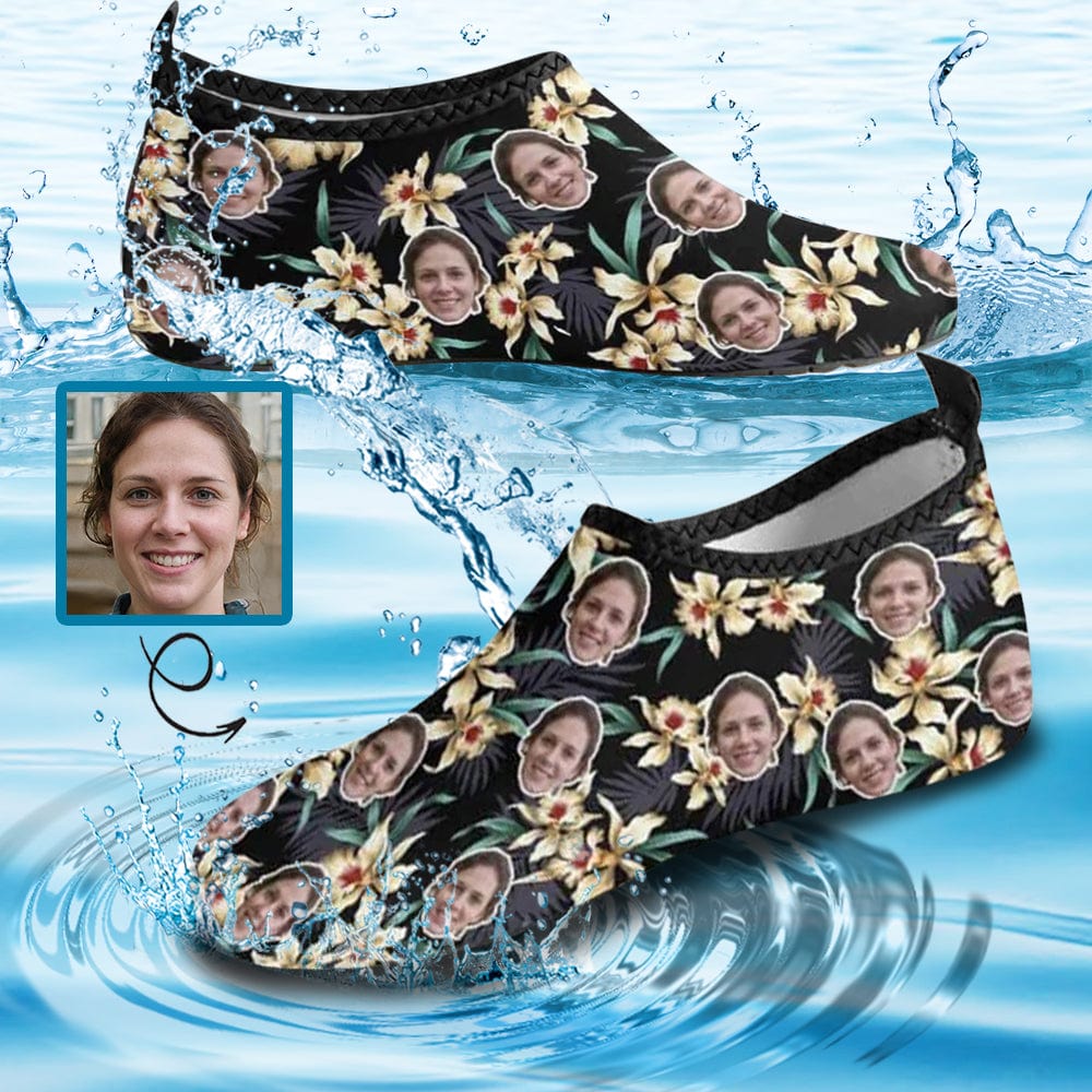 Custom Custom Face Flowers Men's Barefoot Slip-on for sport Quick-Dry Aqua Shoes - YesCustom