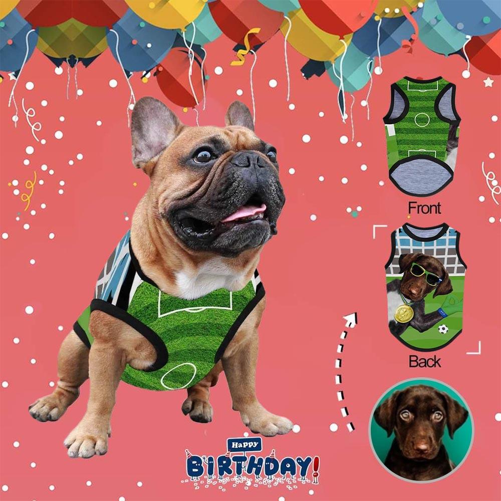 Custom Custom Face Football Medal All Over Print Pet Tank Top Personalized Pet Clothes Dog T Shirt With Your Photo - YesCustom