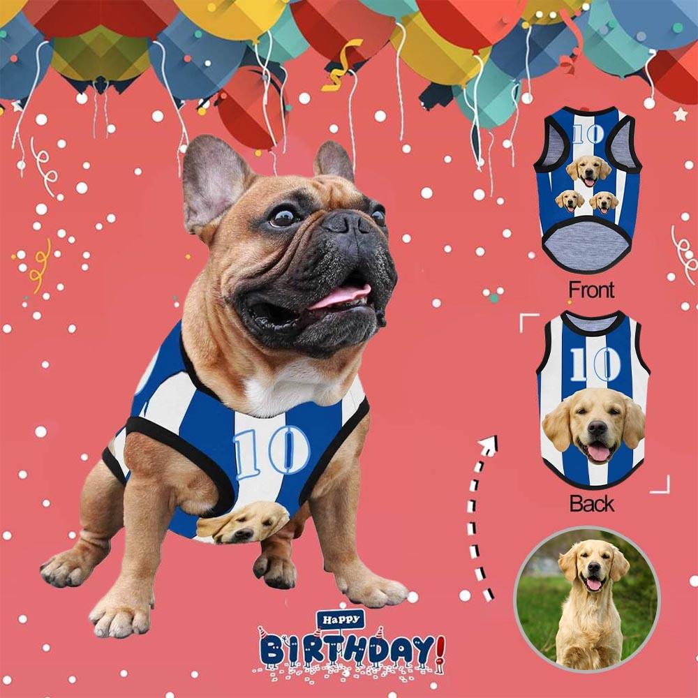 Custom Custom Face Football Stripes All Over Print Pet Tank Top Personalized Pet Clothes Dog T Shirt With Your Photo - YesCustom