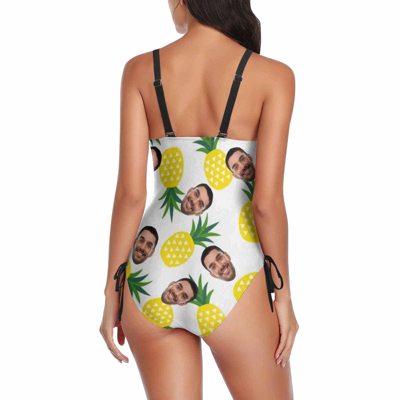 Custom Custom Face Fruit Swimsuit Personalized Women's New Drawstring Side One Piece Bathing Suit Honeymoons For Her - YesCustom