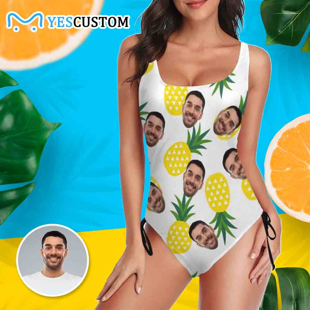 Custom Custom Face Fruit Swimsuit Personalized Women's New Drawstring Side One Piece Bathing Suit Honeymoons For Her - YesCustom