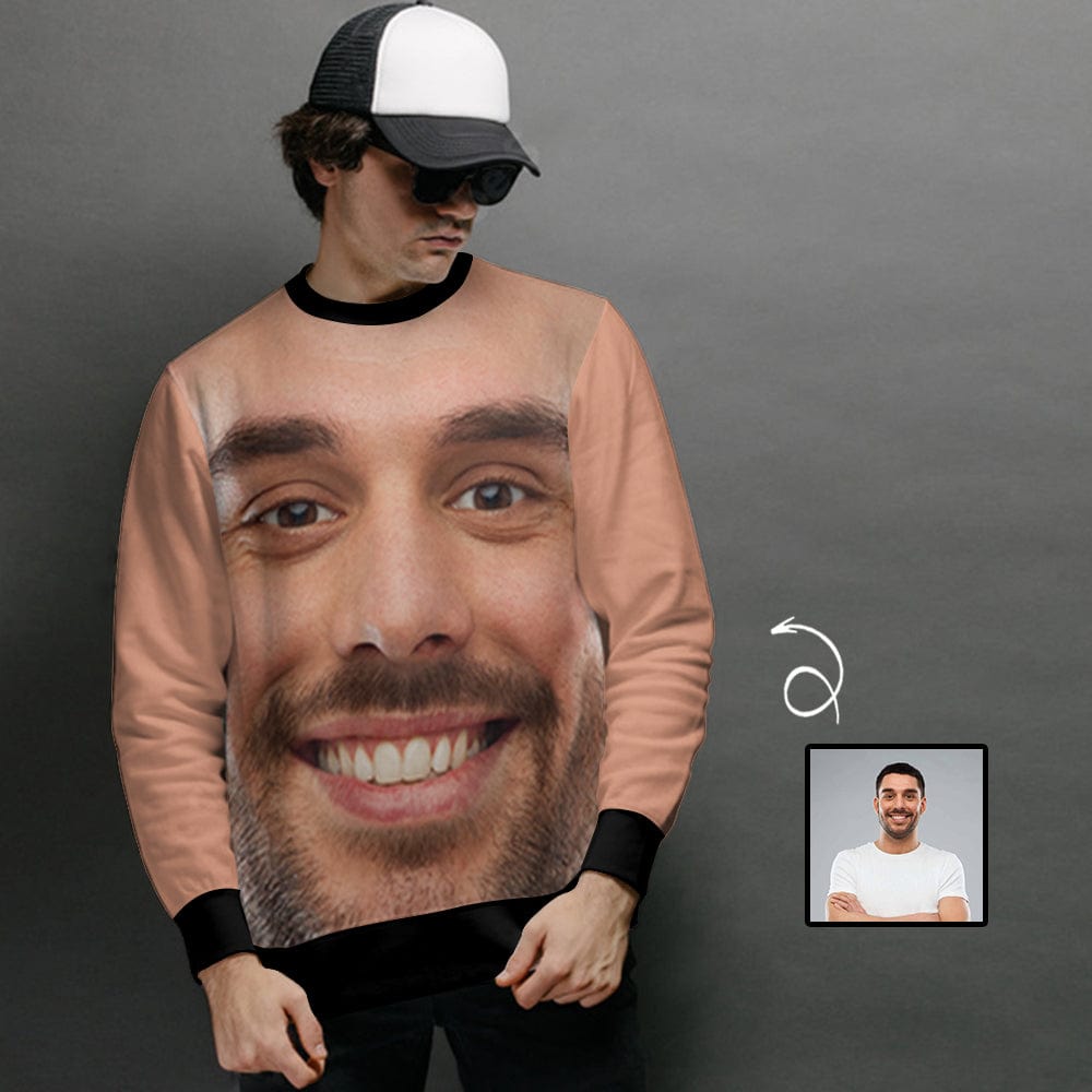Custom Custom Face Funny Design Loose Sweatshirt Personalized Face All Over Print Crewneck Loose Sweatshirt - YesCustom