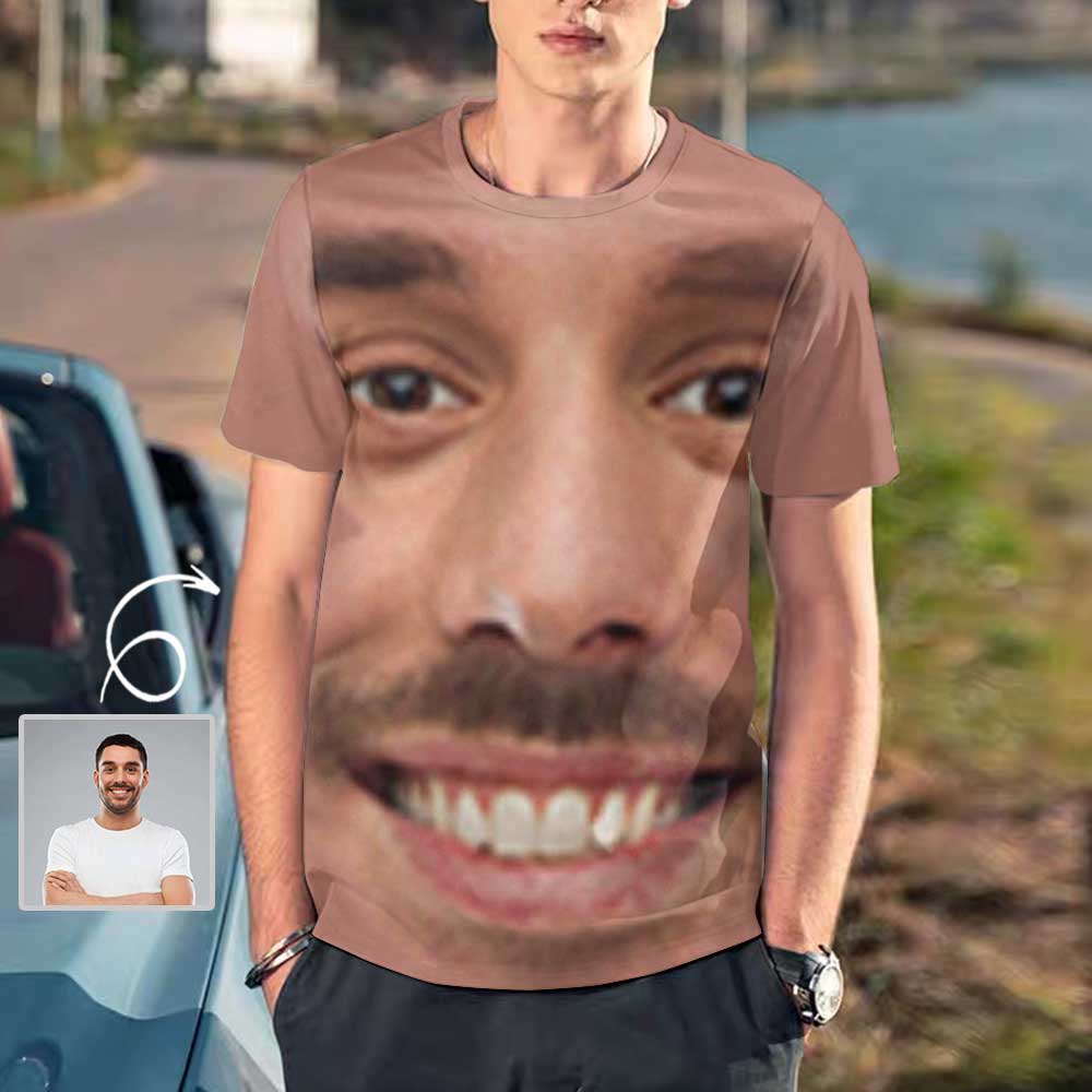 Custom Custom Face Funny Design T-shirt Simple Shirts with Personalized Pictures for Birthday or Vacation Gift for Him - YesCustom