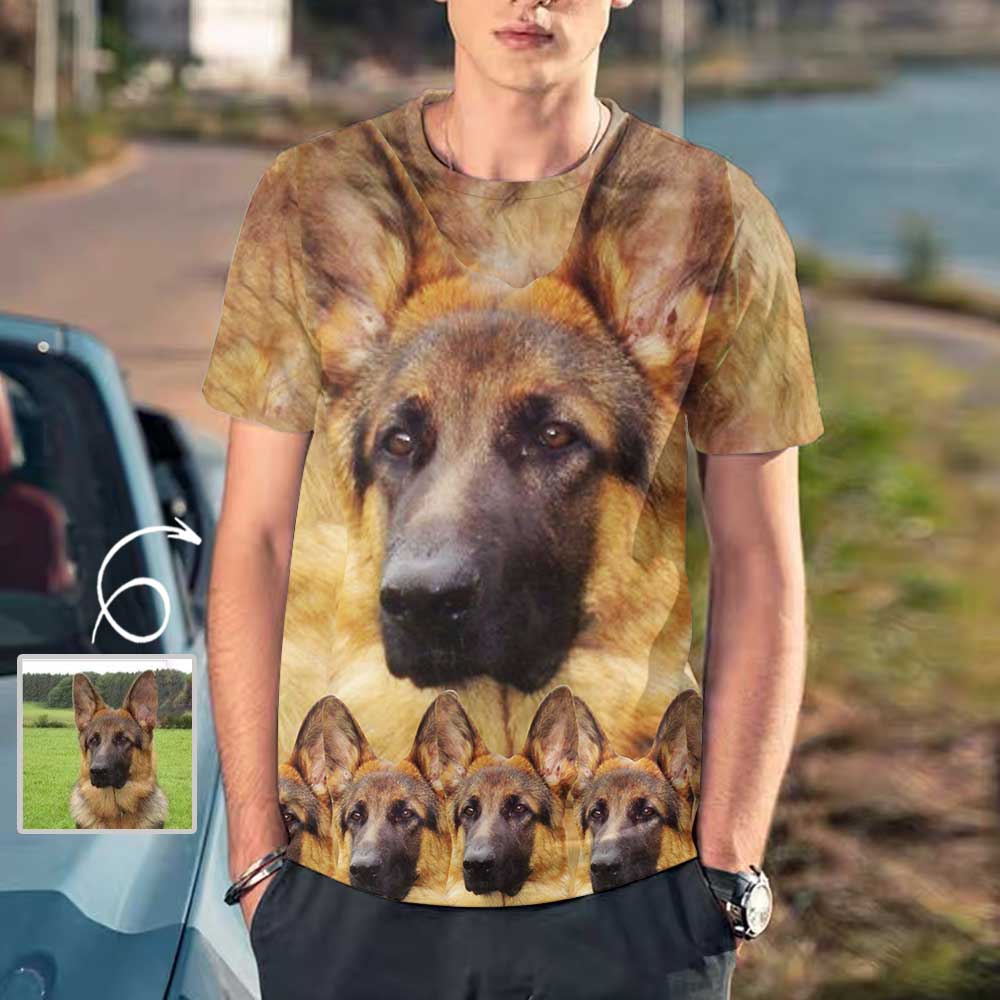 Custom Custom Face Funny Dog Tee Put Your Dog on A Shirt Design Men's All Over Print T-shirt - YesCustom