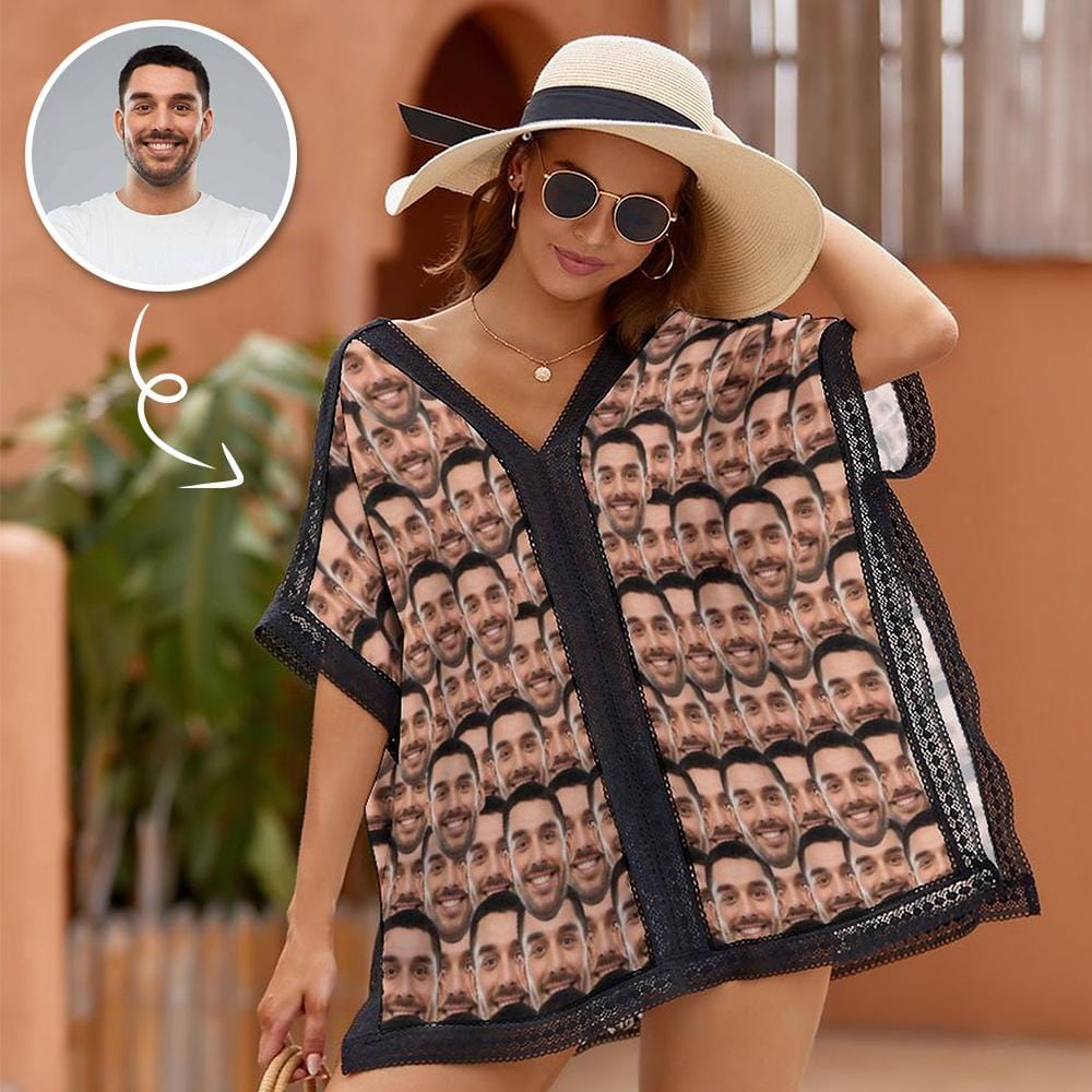 Custom Custom Face Funny Photo Women's Bikini Swimsuit Cover Up - YesCustom