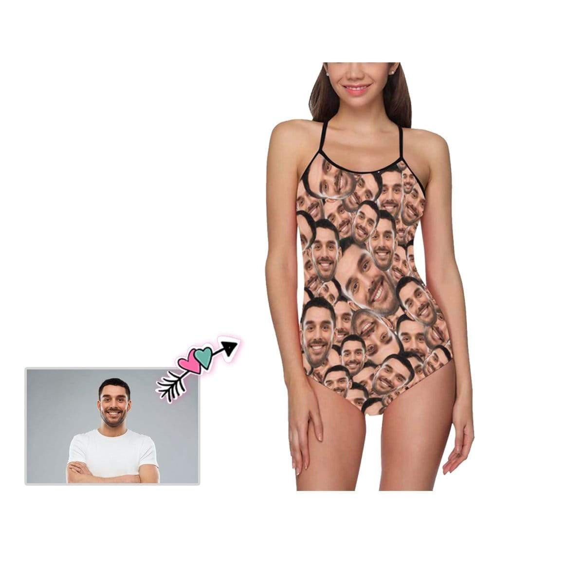 Custom Custom Face Funny Rotating Swimsuits Personalized Women's Slip One Piece Bathing Suit Honeymoons For Her - YesCustom