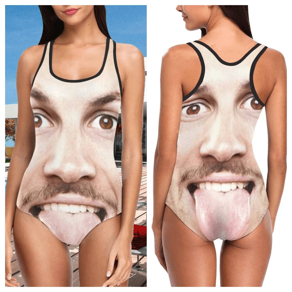 Custom Custom Face Funny Swimsuit Personalized Photo Women's Tank Top Bathing Swimsuit Gift For Her - YesCustom